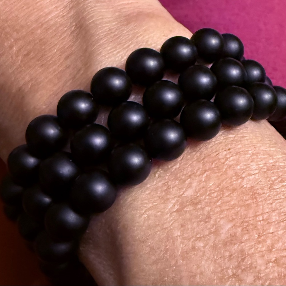 Aura Set of 3 Individual Bracelets | Matte Black Agate | New